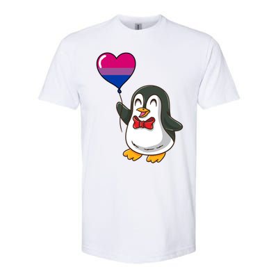 Penguin Heart Balloon Bisexual Pride Gift Softstyle CVC T-Shirt