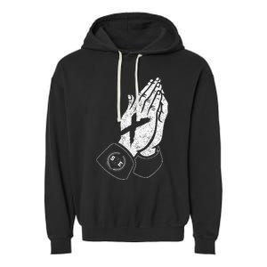 Praying Hands Crew Straight Edge Garment-Dyed Fleece Hoodie