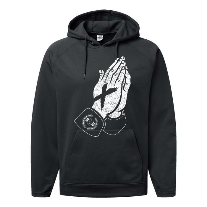 Praying Hands Crew Straight Edge Performance Fleece Hoodie