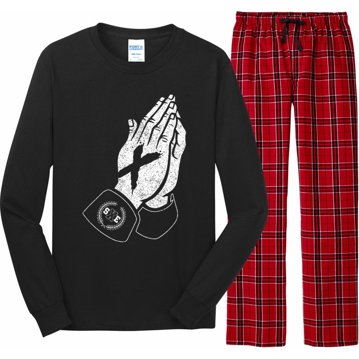 Praying Hands Crew Straight Edge Long Sleeve Pajama Set