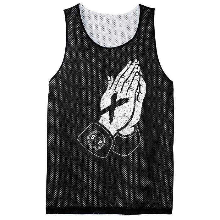 Praying Hands Crew Straight Edge Mesh Reversible Basketball Jersey Tank