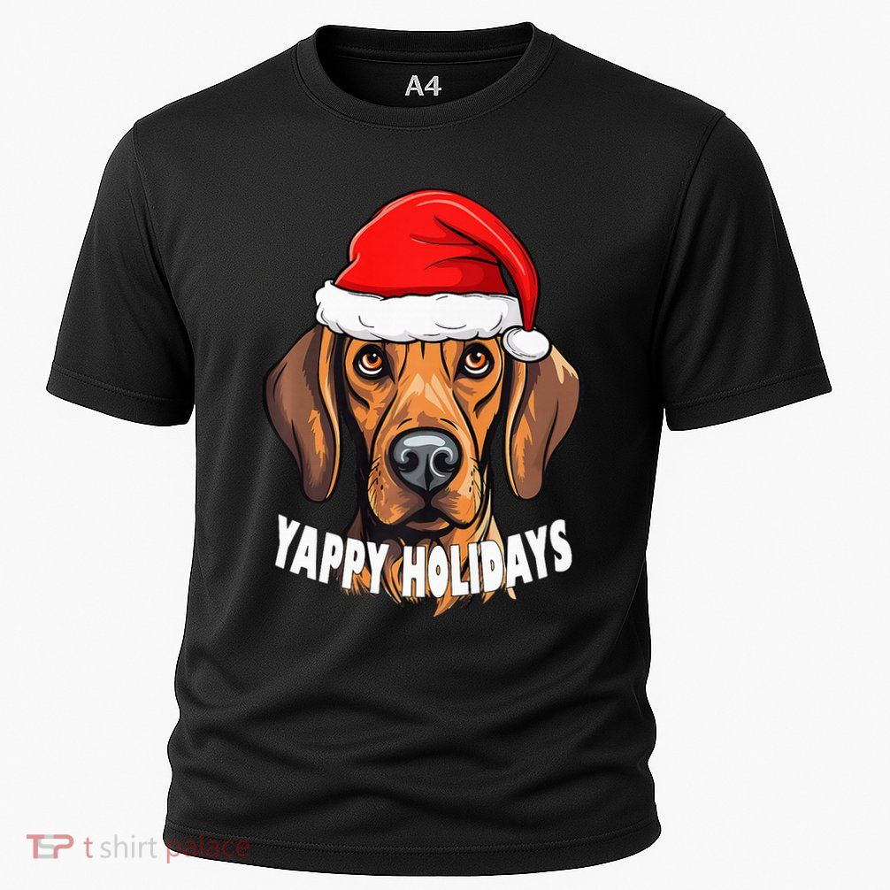 Plott Hound Christmas Yappy Holidays Funny Dog Santa Hat Performance Shirt