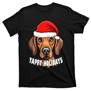 Plott Hound Christmas Yappy Holidays Funny Dog Santa Hat T-Shirt