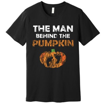 Pregnant Halloween Costume For Dad Expecting Lil Pumpkin Premium T-Shirt