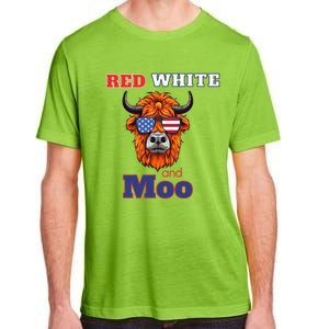 Patriotic Highland Cow Red White Moo Usa Flag Themed July 4 Gift Adult ChromaSoft Performance T-Shirt