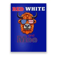 Patriotic Highland Cow Red White Moo Usa Flag Themed July 4 Gift Poster