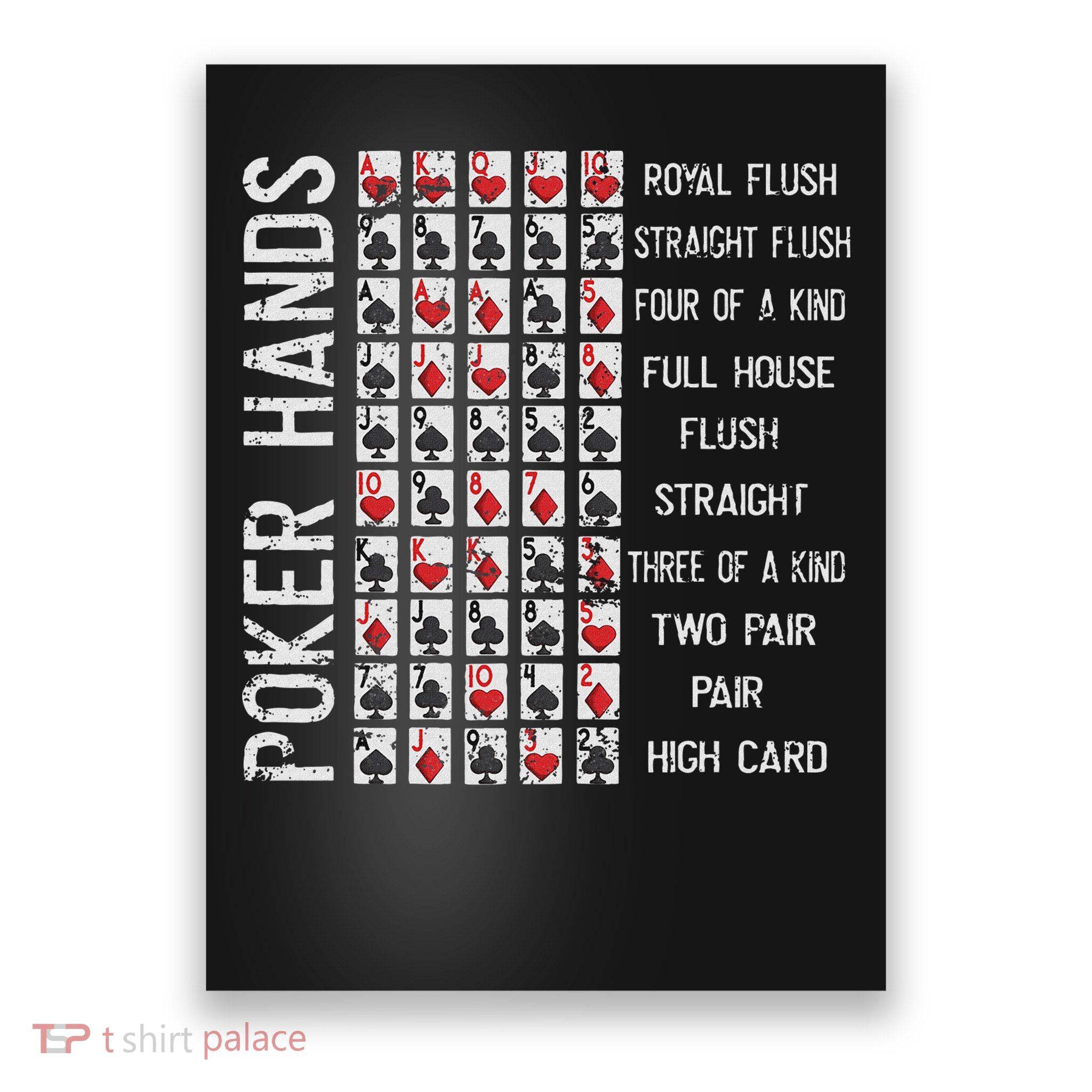 Poker Hands Cheat Sheet Card Casino Games Funny Player Gift Poster
