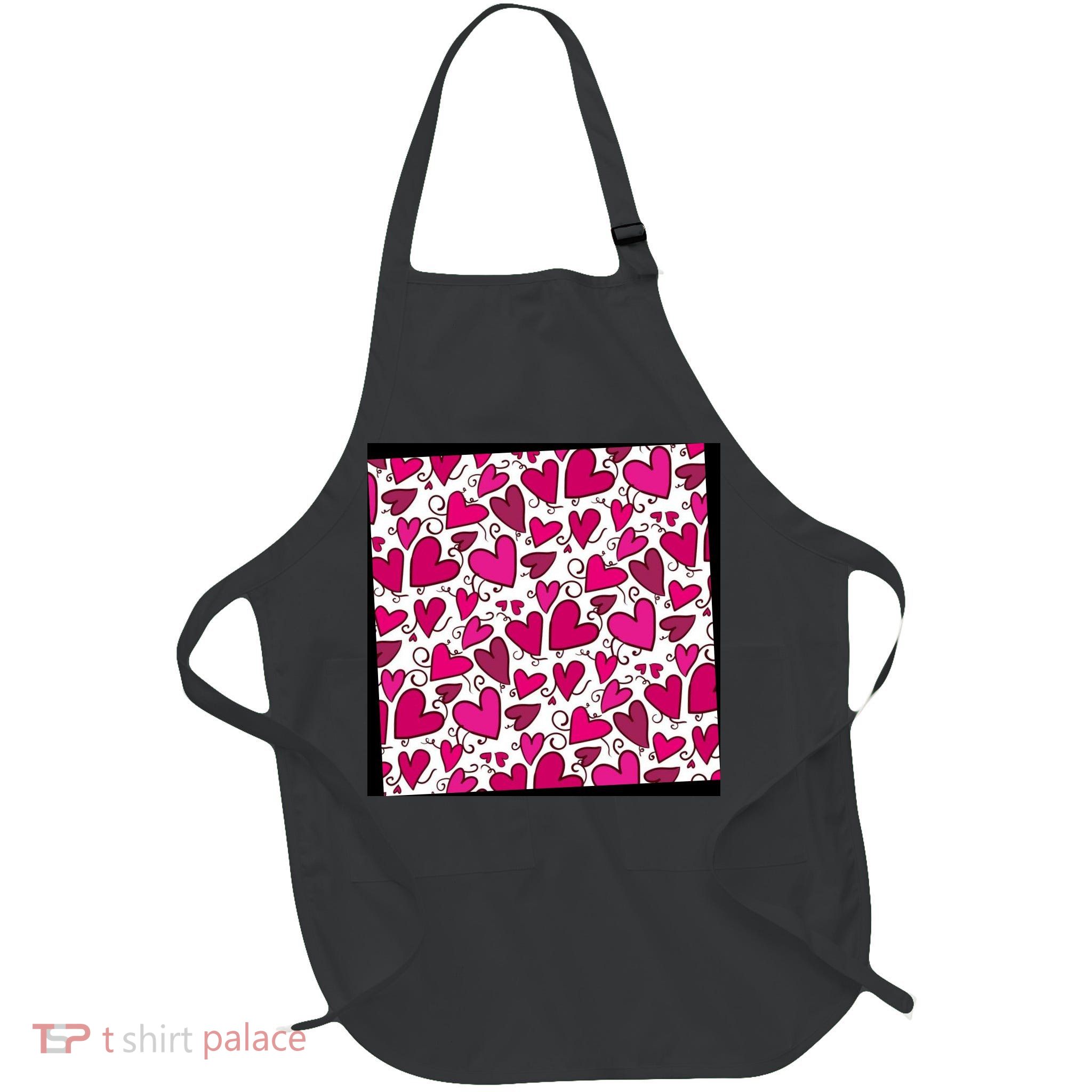 Pink Hearts Cute Valentine's Day Gift Full-Length Apron With Pockets