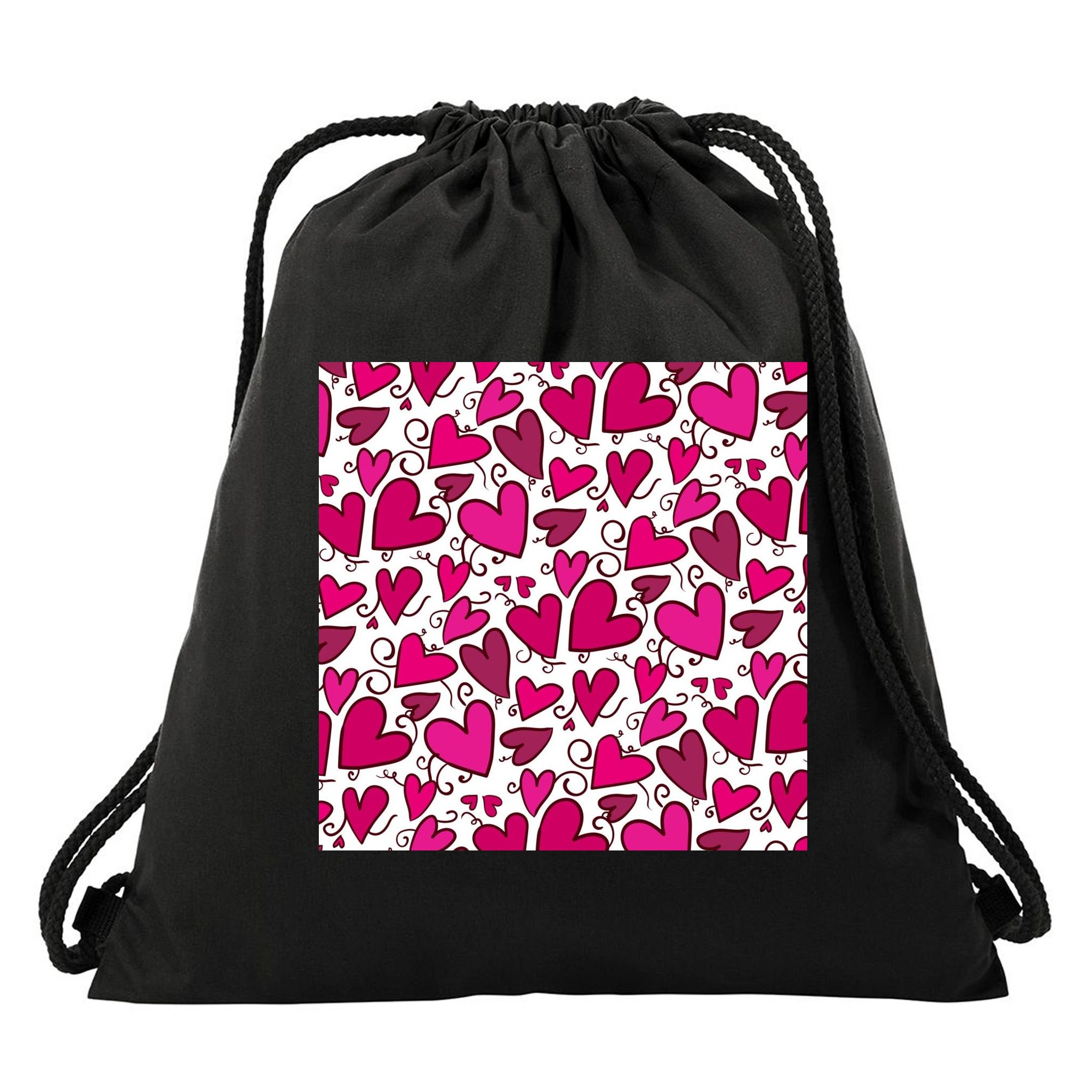 Pink Hearts Cute Valentine's Day Gift Drawstring Bag