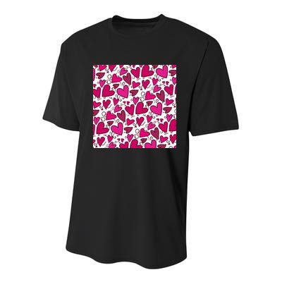 Pink Hearts Cute Valentine's Day Gift Youth Performance Sprint T-Shirt