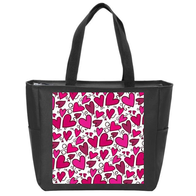 Pink Hearts Cute Valentine's Day Gift Zip Tote Bag
