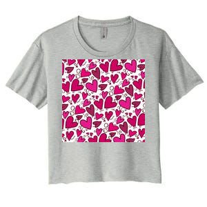 Pink Hearts Cute Valentine's Day Gift Women's Crop Top Tee