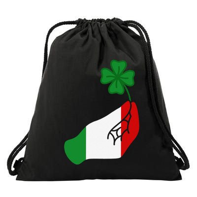 Pinched Hand Clover With Italy Flag Unique Symbol Of Luck .Png Drawstring Bag