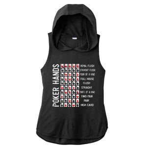 Poker Hands Cheat Sheet Card Casino Games Funny Player Gift Ladies PosiCharge Tri-Blend Wicking Draft Hoodie Tank