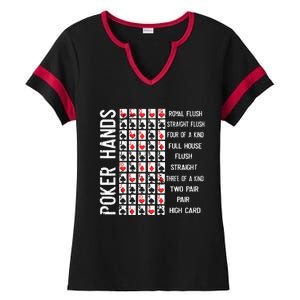 Poker Hands Cheat Sheet Card Casino Games Funny Player Gift Ladies Halftime Notch Neck Tee