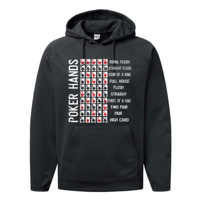 Poker Hands Cheat Sheet Card Casino Games Funny Player Gift Performance Fleece Hoodie