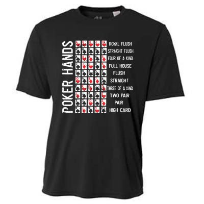 Poker Hands Cheat Sheet Card Casino Games Funny Player Gift Cooling Performance Crew T-Shirt