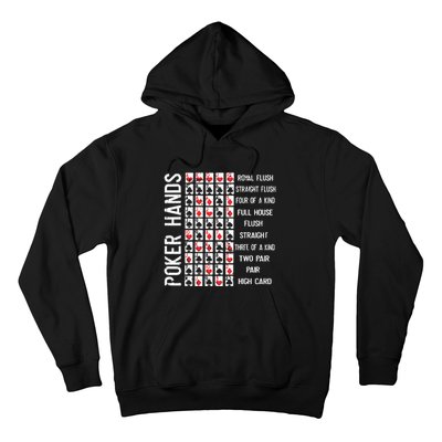 Poker Hands Cheat Sheet Card Casino Games Funny Player Gift Hoodie