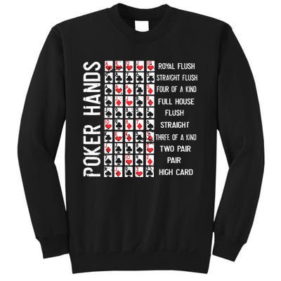 Poker Hands Cheat Sheet Card Casino Games Funny Player Gift Sweatshirt