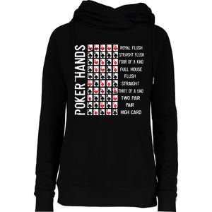 Poker Hands Cheat Sheet Card Casino Games Funny Player Gift Womens Funnel Neck Pullover Hood