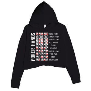 Poker Hands Cheat Sheet Card Casino Games Funny Player Gift Crop Fleece Hoodie