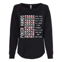 Poker Hands Cheat Sheet Card Casino Games Funny Player Gift Womens California Wash Sweatshirt