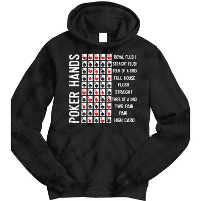 Poker Hands Cheat Sheet Card Casino Games Funny Player Gift Tie Dye Hoodie