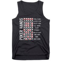 Poker Hands Cheat Sheet Card Casino Games Funny Player Gift Tank Top