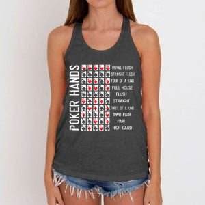 Poker Hands Cheat Sheet Card Casino Games Funny Player Gift Women's Knotted Racerback Tank