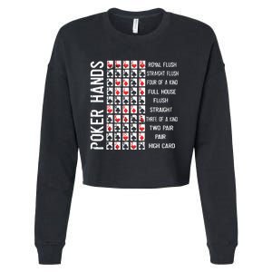 Poker Hands Cheat Sheet Card Casino Games Funny Player Gift Cropped Pullover Crew