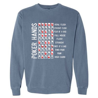 Poker Hands Cheat Sheet Card Casino Games Funny Player Gift Garment-Dyed Sweatshirt