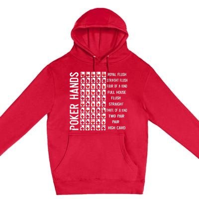 Poker Hands Cheat Sheet Card Casino Games Funny Player Gift Premium Pullover Hoodie