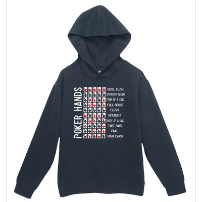 Poker Hands Cheat Sheet Card Casino Games Funny Player Gift Urban Pullover Hoodie