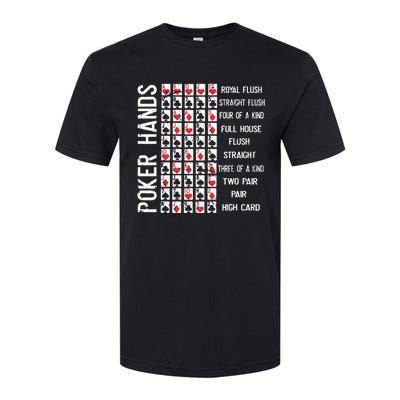 Poker Hands Cheat Sheet Card Casino Games Funny Player Gift Softstyle CVC T-Shirt