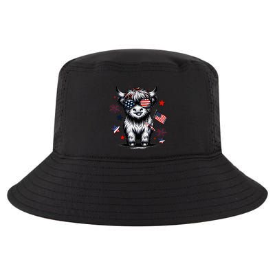 Patriotic Highland Cow 4th Of July Design Cool Comfort Performance Bucket Hat