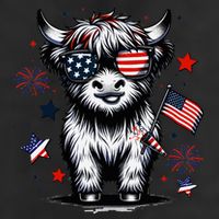 Patriotic Highland Cow 4th Of July Design Cool Comfort Performance Bucket Hat