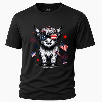 Patriotic Highland Cow 4th Of July Design Performance Shirt