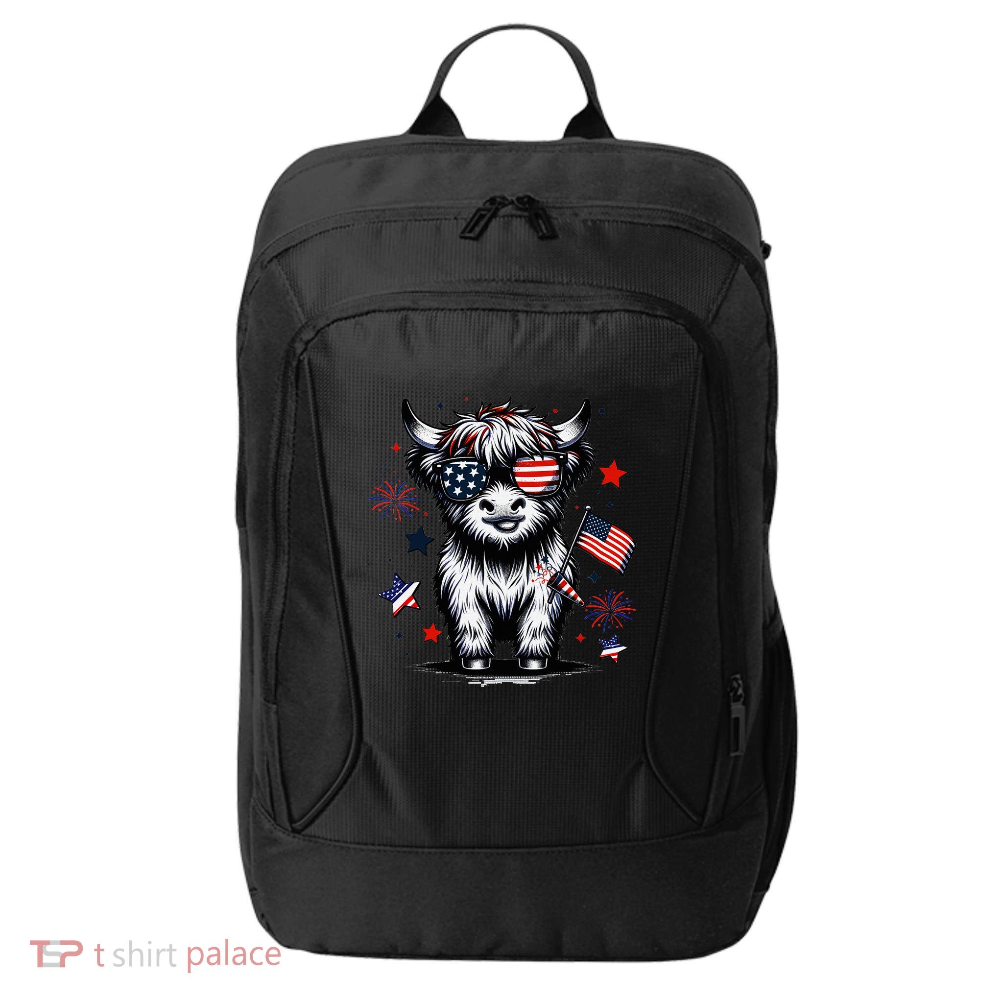Patriotic Highland Cow 4th Of July Design City Backpack