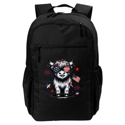 Patriotic Highland Cow 4th Of July Design Backpack