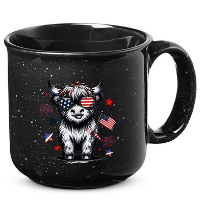Patriotic Highland Cow 4th Of July Design 15oz Campfire Ceramic Mug