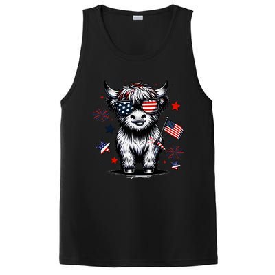 Patriotic Highland Cow 4th Of July Design PosiCharge Competitor Tank