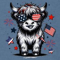 Patriotic Highland Cow 4th Of July Design Garment-Dyed Sweatshirt