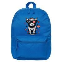 Patriotic Highland Cow 4th Of July Design 16 in Basic Backpack