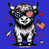 Patriotic Highland Cow 4th Of July Design 16 in Basic Backpack