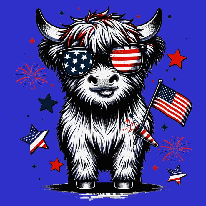 Patriotic Highland Cow 4th Of July Design 16 in Basic Backpack