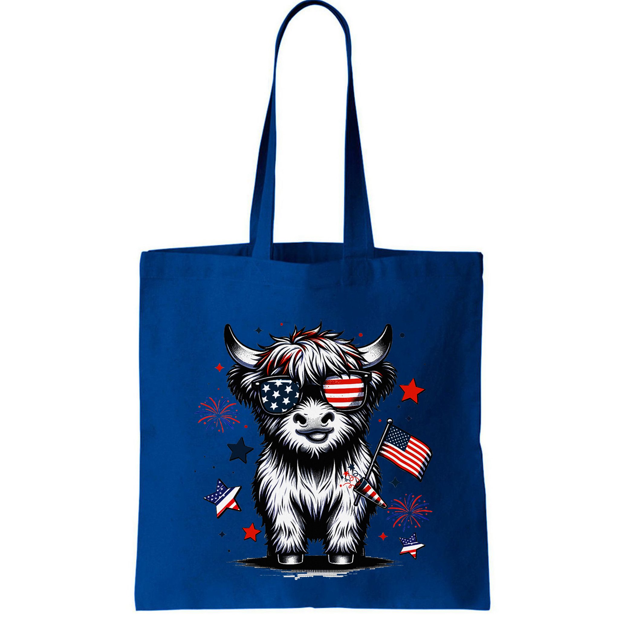 Patriotic Highland Cow 4th Of July Design Bag