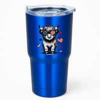 Patriotic Highland Cow 4th Of July Design Tumbler