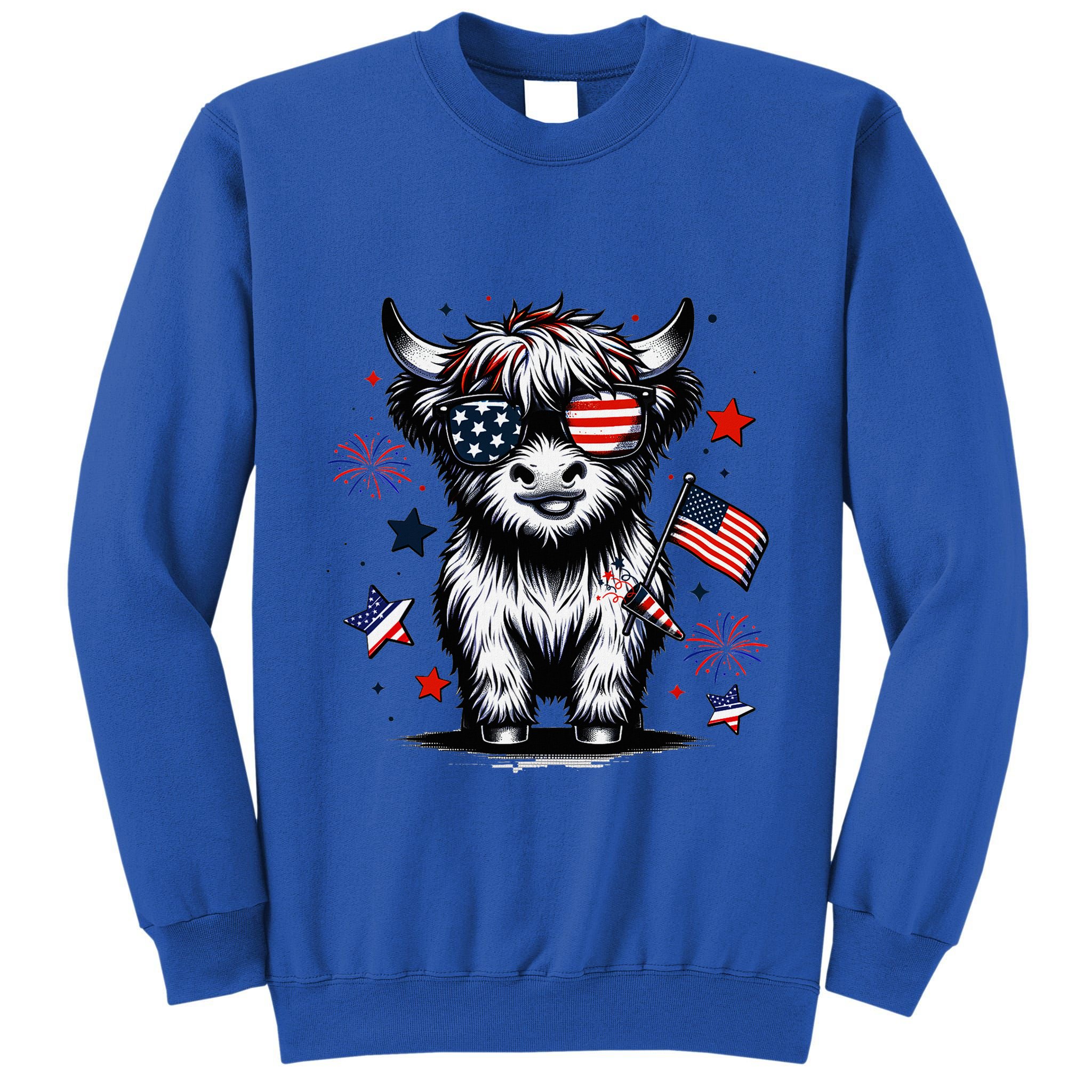 Patriotic Highland Cow 4th Of July Design Tall Sweatshirt