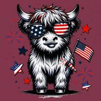 Patriotic Highland Cow 4th Of July Design 16oz Travel Tumbler