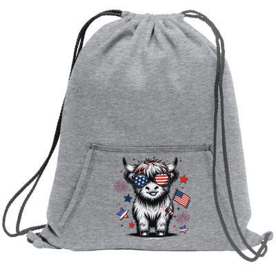 Patriotic Highland Cow 4th Of July Sweatshirt Cinch Pack Bag